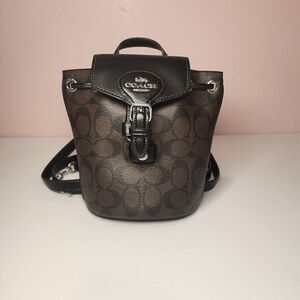 NWT Coach CL458 Amelia Backpack Signature Canvas & Leather Brown